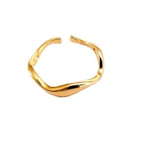 .925 Sterling: Minimalist Gold plated .925 sterling silver wave ring; nwot